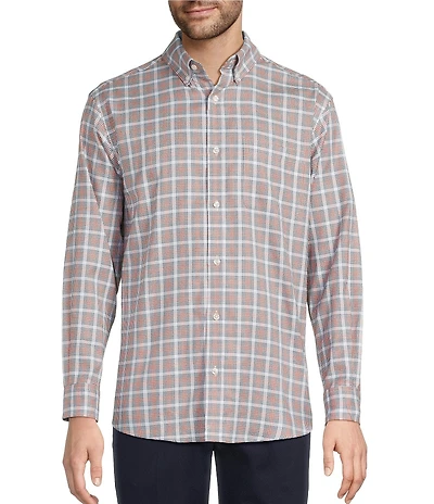 Roundtree & Yorke Long Sleeve Plaid Oxford Sport Shirt