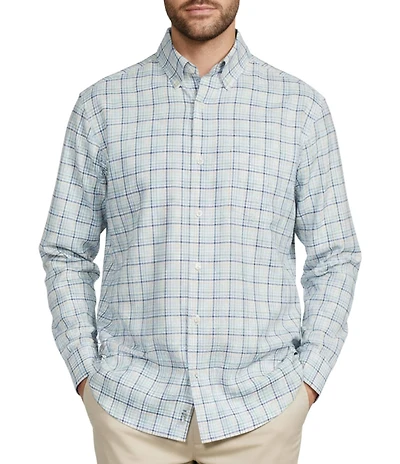 Roundtree & Yorke Plaid Pattern Twill Sport Shirt