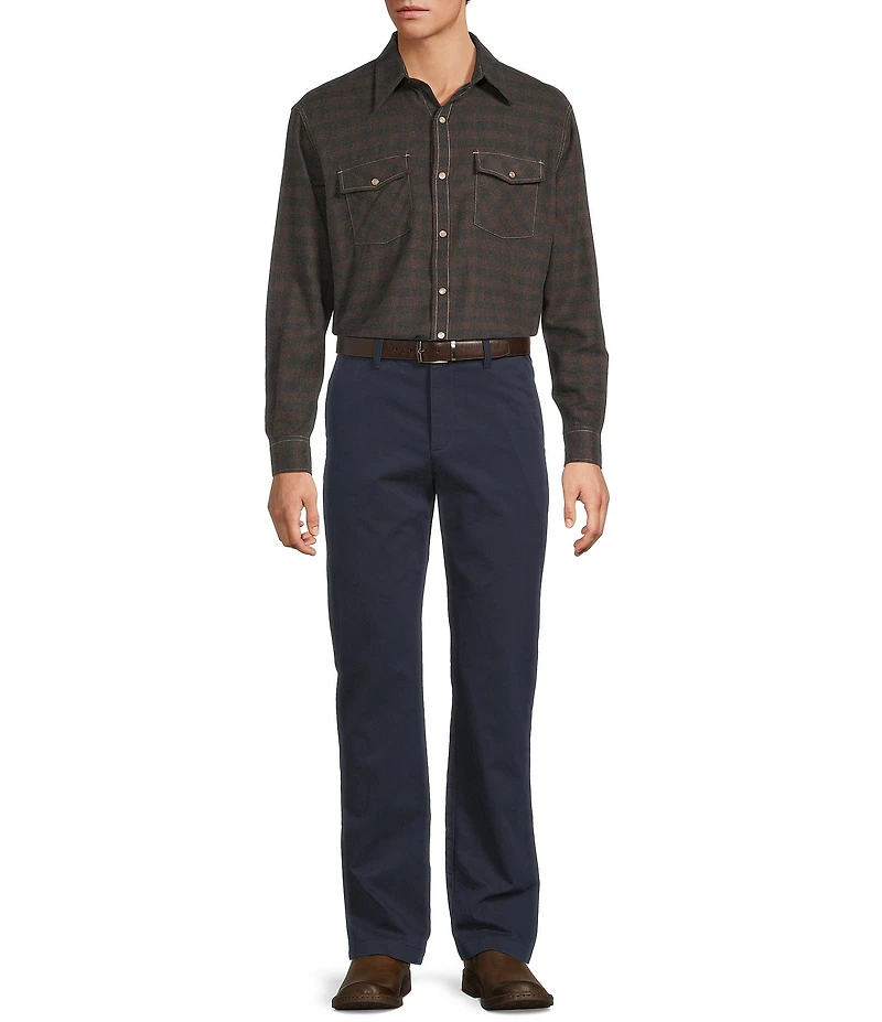 Roundtree & Yorke Plaid Western Portuguese Flannel Sport Shirt