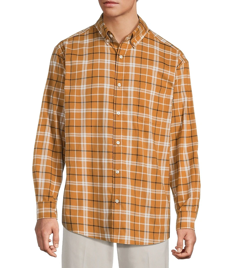Roundtree & Yorke Long Sleeve Soft Touch Medium Plaid Sport Shirt