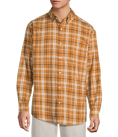 Roundtree & Yorke Long Sleeve Soft Touch Medium Plaid Sport Shirt
