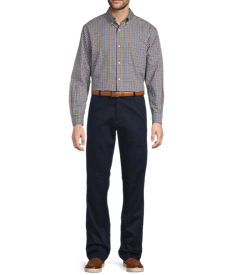 Roundtree & Yorke Long Sleeve Soft Touch Small Plaid Sport Shirt