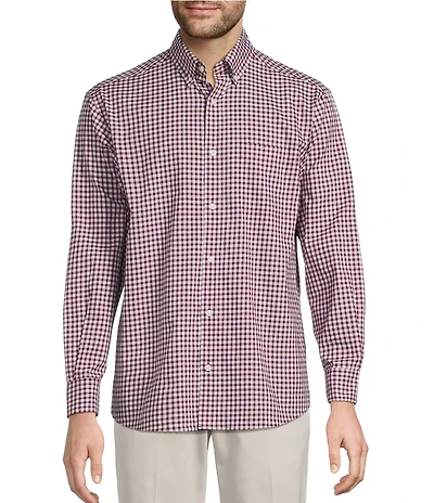 Roundtree & Yorke Long Sleeve Soft Touch Small Plaid Sport Shirt