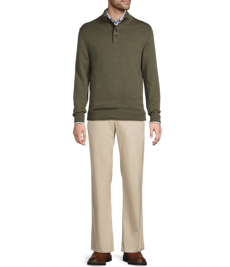 Roundtree & Yorke Long Sleeve Solid Button Mock Sweater