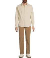 Roundtree & Yorke Long Sleeve Solid Button Front Shirt