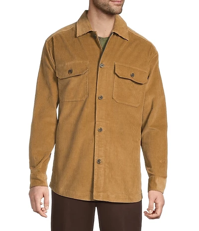 Roundtree & Yorke Long Sleeve Solid Corduroy Shirt Jacket