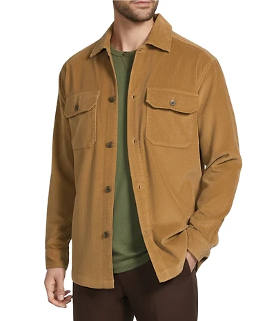 Roundtree & Yorke Long Sleeve Solid Corduroy Shirt Jacket