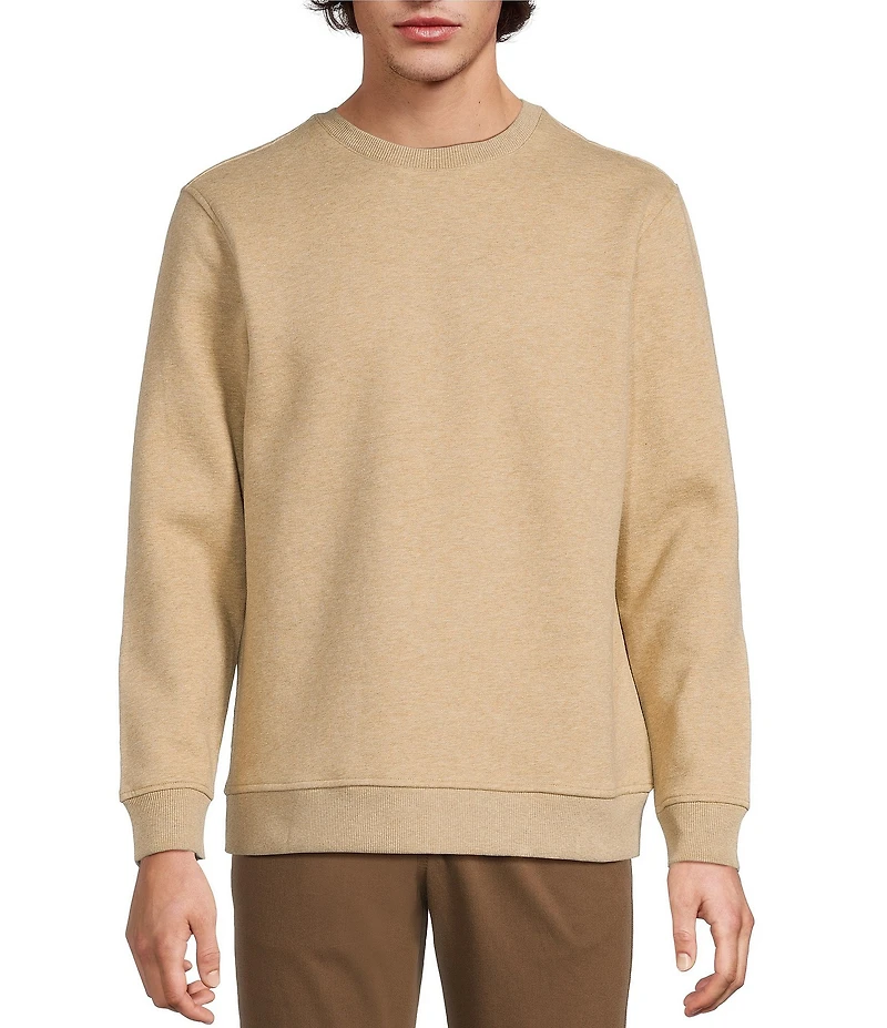 Roundtree & Yorke Long Sleeve Solid Fleece Terry Crew Neck Shirt