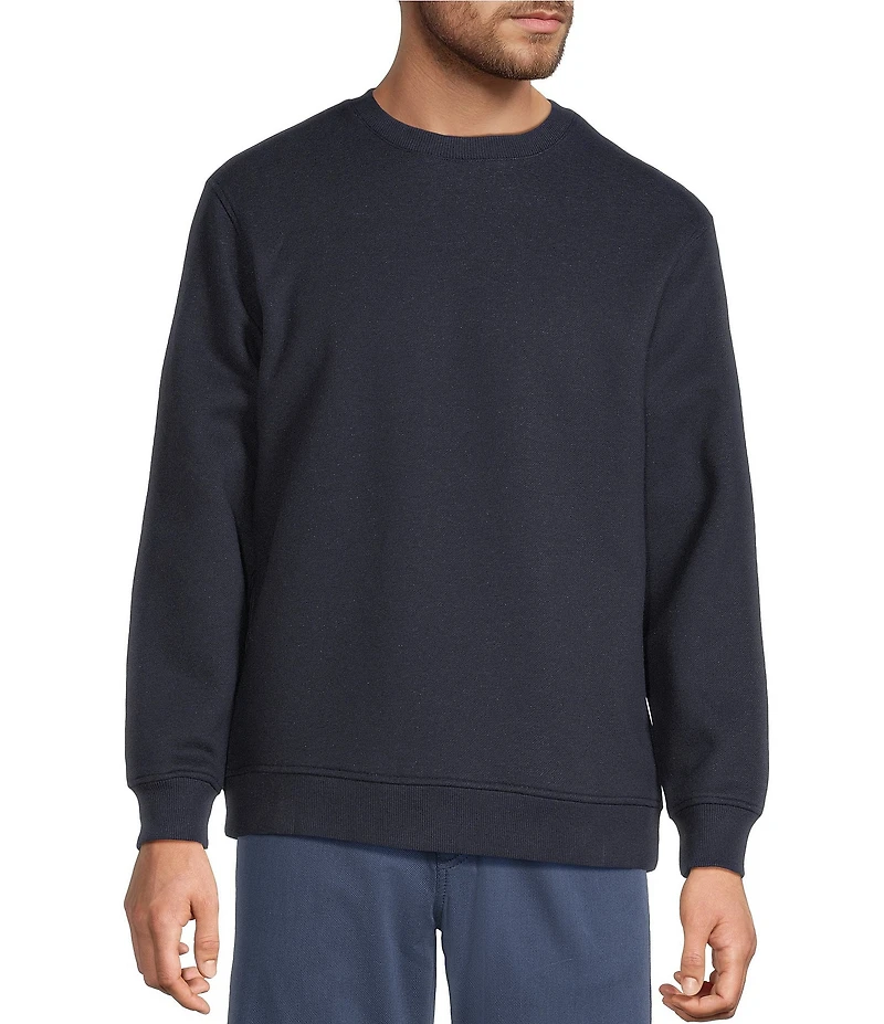Roundtree & Yorke Long Sleeve Solid Fleece Terry Crew Neck Shirt