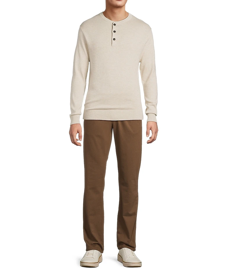 Roundtree & Yorke Long Sleeve Solid Henley Pullover Sweater