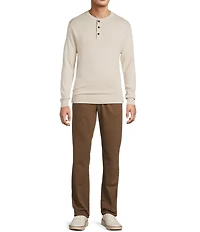 Roundtree & Yorke Long Sleeve Solid Henley Pullover Sweater