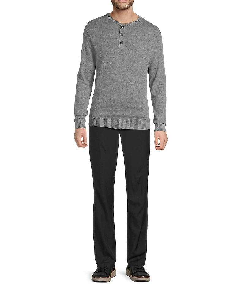 Roundtree & Yorke Long Sleeve Solid Henley Pullover Sweater