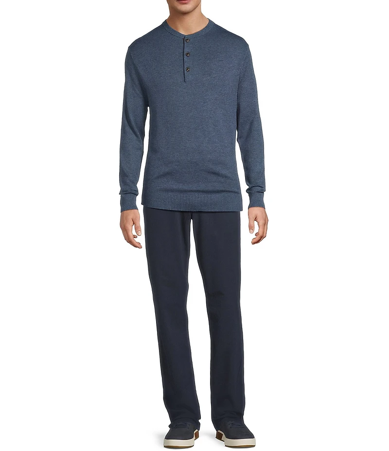Roundtree & Yorke Long Sleeve Solid Henley Pullover Sweater