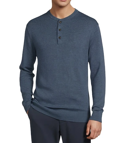 Roundtree & Yorke Long Sleeve Solid Henley Pullover Sweater