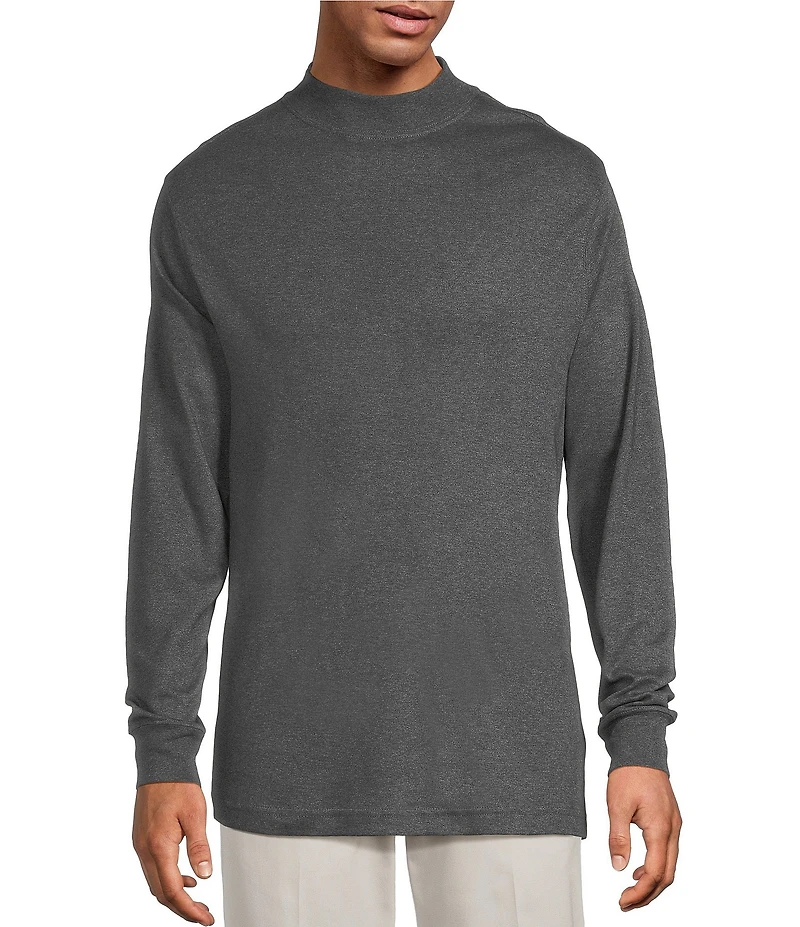 Roundtree & Yorke Long Sleeve Solid Mock Neck Pullover
