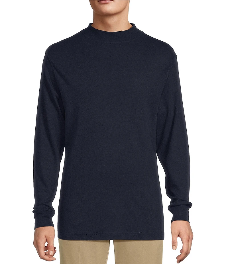 Roundtree & Yorke Long Sleeve Solid Mock Neck Pullover