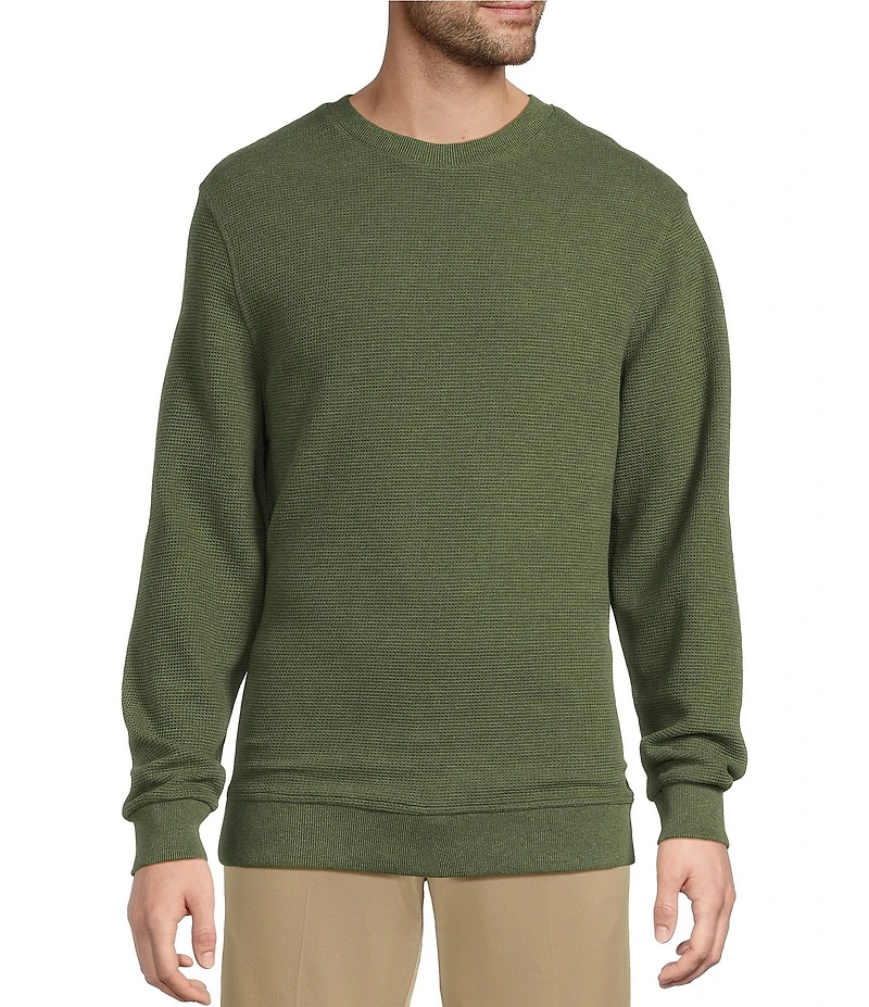 Roundtree & Yorke Long Sleeve Solid Textured Crew Pullover