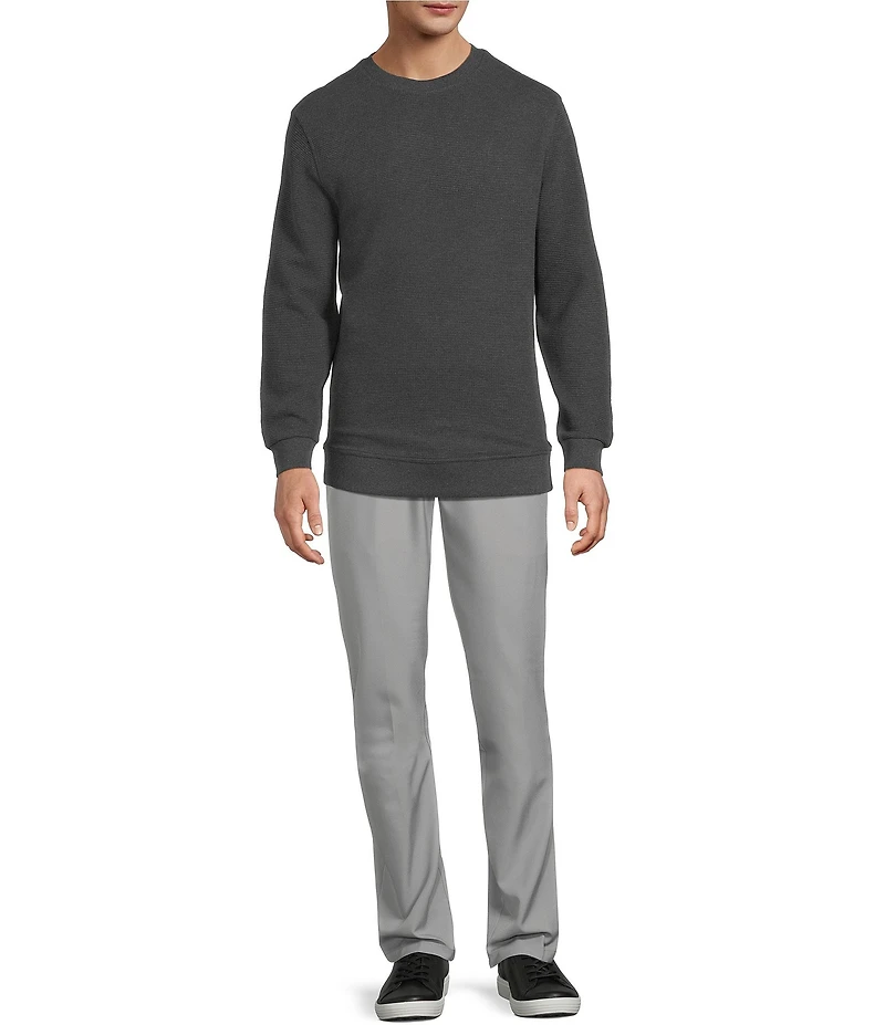 Roundtree & Yorke Long Sleeve Solid Textured Crew Pullover