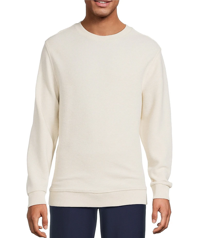 Roundtree & Yorke Long Sleeve Solid Textured Crew Pullover