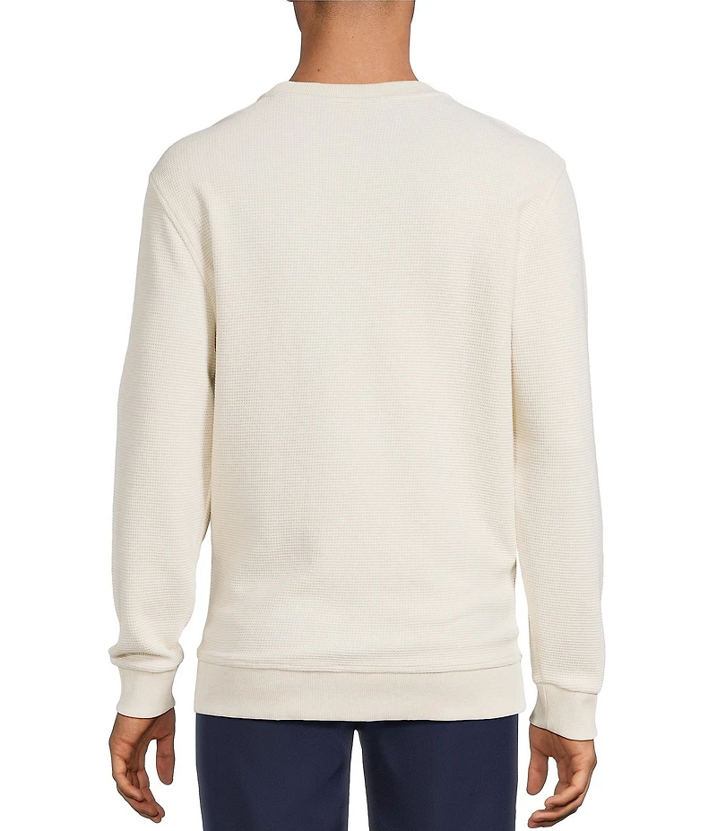 Roundtree & Yorke Long Sleeve Solid Textured Crew Pullover