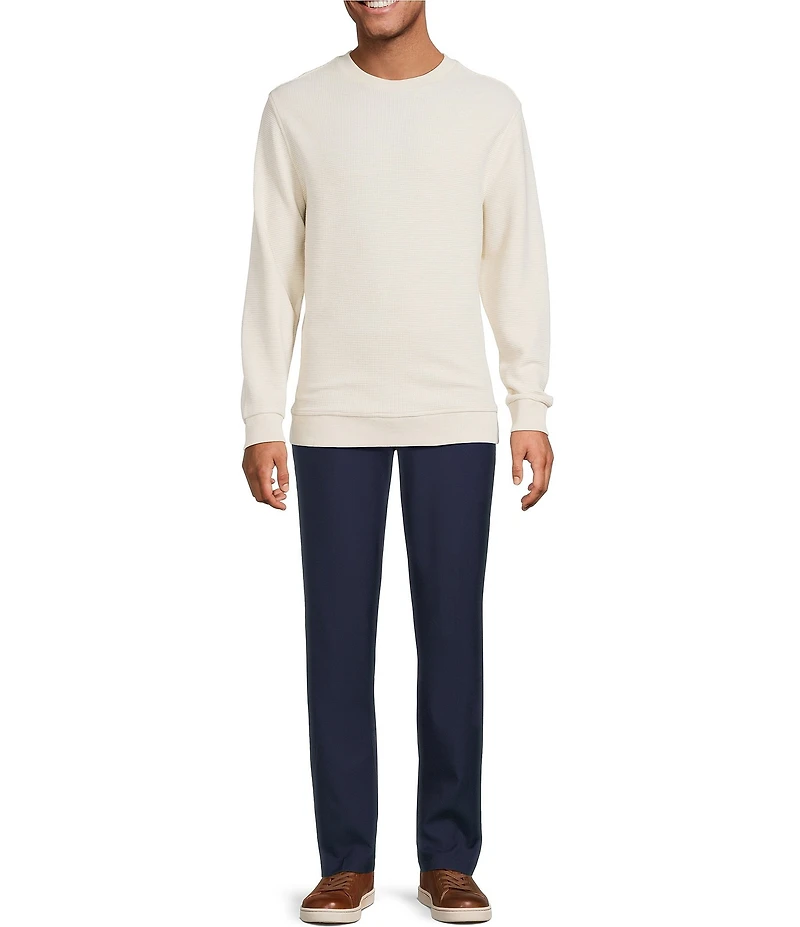 Roundtree & Yorke Long Sleeve Solid Textured Crew Pullover