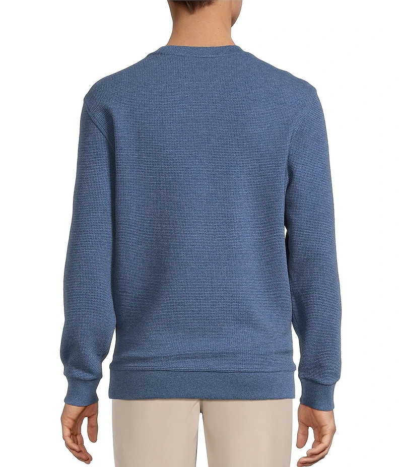 Roundtree & Yorke Long Sleeve Solid Textured Crew Pullover