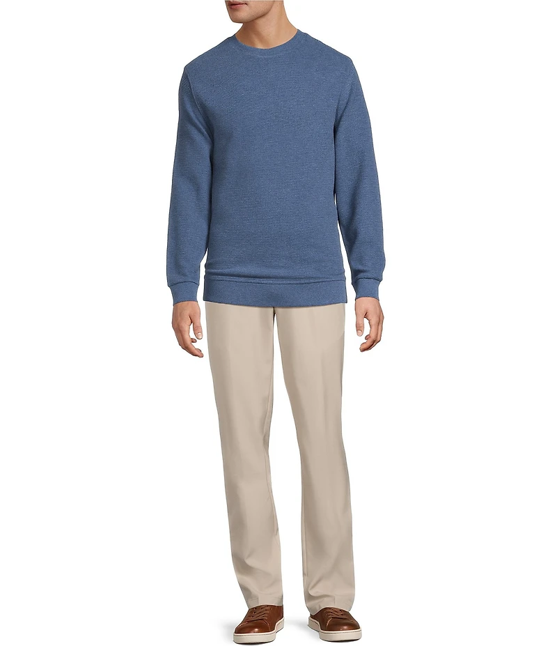 Roundtree & Yorke Long Sleeve Solid Textured Crew Pullover
