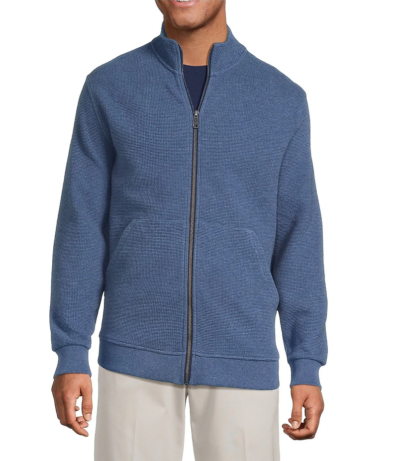 Roundtree & Yorke Long Sleeve Solid Textured Full Zip