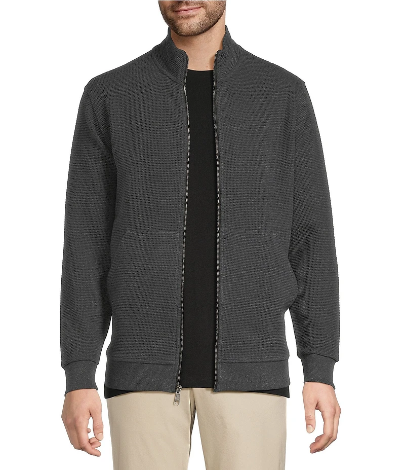 Roundtree & Yorke Long Sleeve Solid Textured Full Zip