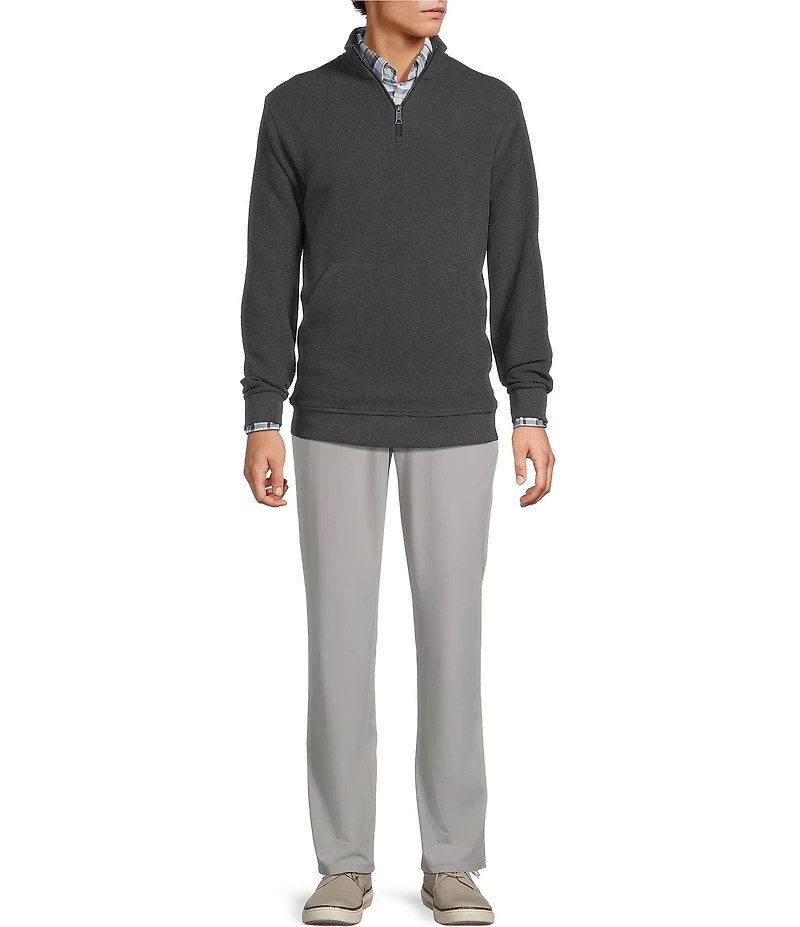 Roundtree & Yorke Long Sleeve Solid Textured Quarter Zip Pullover