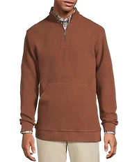 Roundtree & Yorke Long Sleeve Solid Textured Quarter Zip Pullover