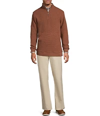 Roundtree & Yorke Long Sleeve Solid Textured Quarter Zip Pullover