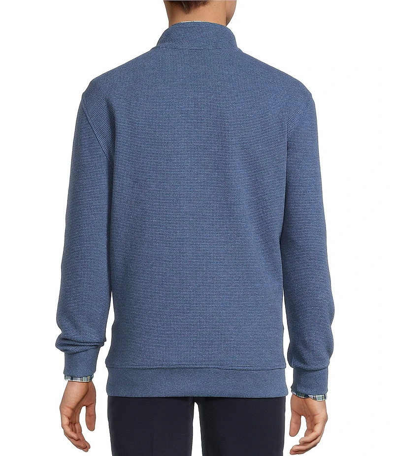 Roundtree & Yorke Long Sleeve Solid Textured Quarter Zip Pullover