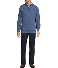 Roundtree & Yorke Long Sleeve Solid Textured Quarter Zip Pullover