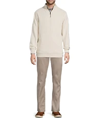 Roundtree & Yorke Long Sleeve Solid Textured Quarter Zip Pullover