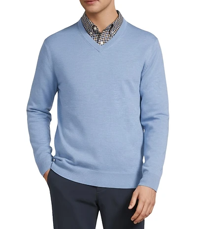 Roundtree & Yorke Long Sleeve Solid V-Neck Pullover Sweater