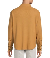 Roundtree & Yorke Long Sleeve Solid Waffle Coat Front Shirt