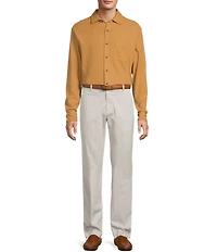 Roundtree & Yorke Long Sleeve Solid Waffle Coat Front Shirt