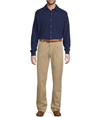 Roundtree & Yorke Long Sleeve Solid Waffle Coat Front Shirt