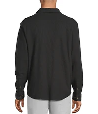Roundtree & Yorke Long Sleeve Solid Waffle Coat Front Shirt