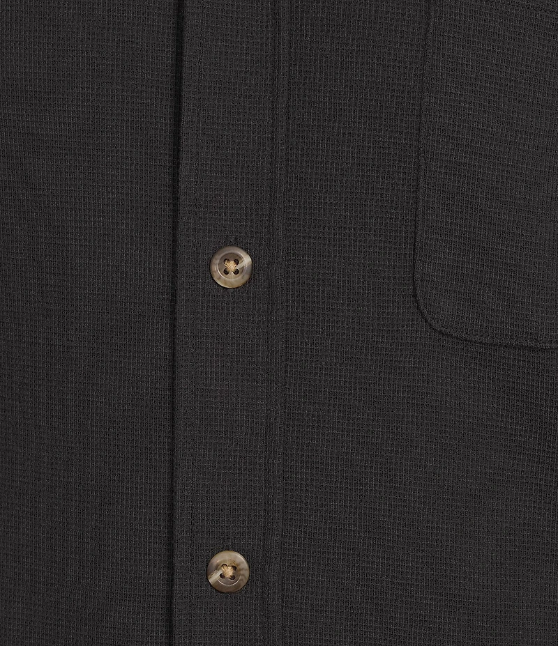 Roundtree & Yorke Long Sleeve Solid Waffle Coat Front Shirt