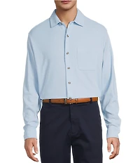 Roundtree & Yorke Long Sleeve Solid Waffle Coat Front Shirt