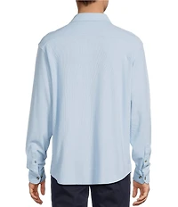 Roundtree & Yorke Long Sleeve Solid Waffle Coat Front Shirt
