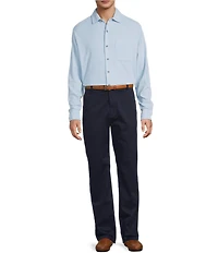 Roundtree & Yorke Long Sleeve Solid Waffle Coat Front Shirt