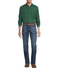 Roundtree & Yorke Long Sleeve Solid Waffle Coat Front Shirt
