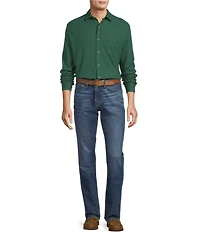 Roundtree & Yorke Long Sleeve Solid Waffle Coat Front Shirt