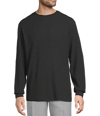 Roundtree & Yorke Long Sleeve Solid Waffle Crewneck Pullover