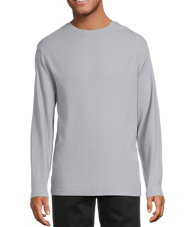 Roundtree & Yorke Long Sleeve Solid Waffle Crewneck Pullover