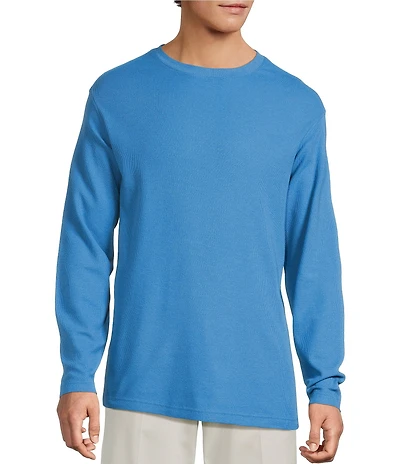 Roundtree & Yorke Long Sleeve Solid Waffle Crewneck Pullover