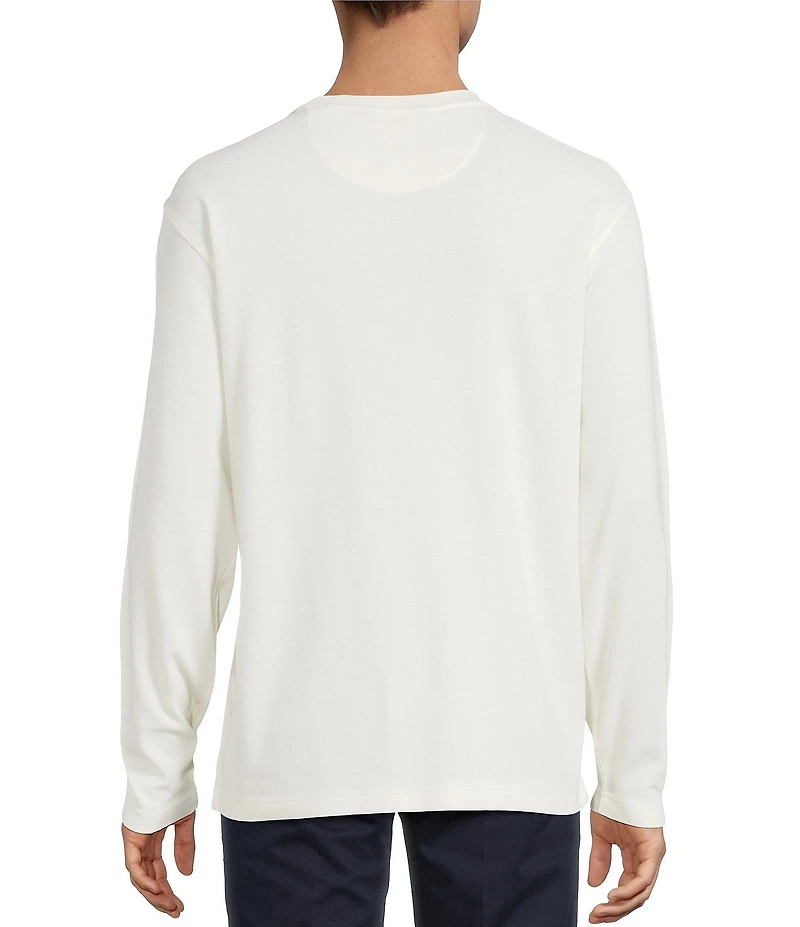 Roundtree & Yorke Long Sleeve Solid Waffle Crewneck Pullover